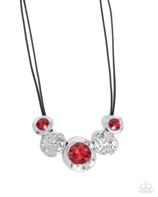 All I Want Is New - Red Gem Black Cord Necklace - Paparazzi Accessories