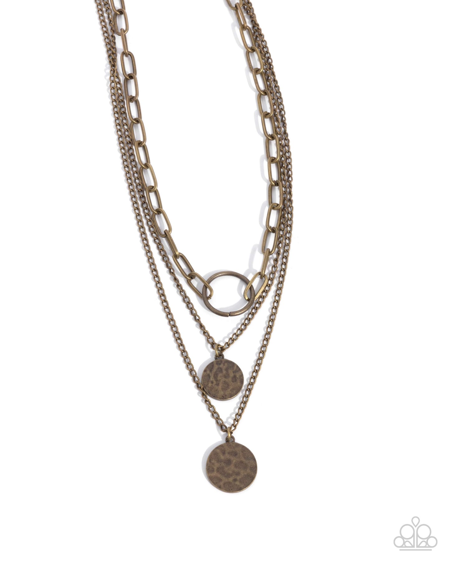 Hammered Halo - Brass Layered Necklace - Paparazzi Accessories