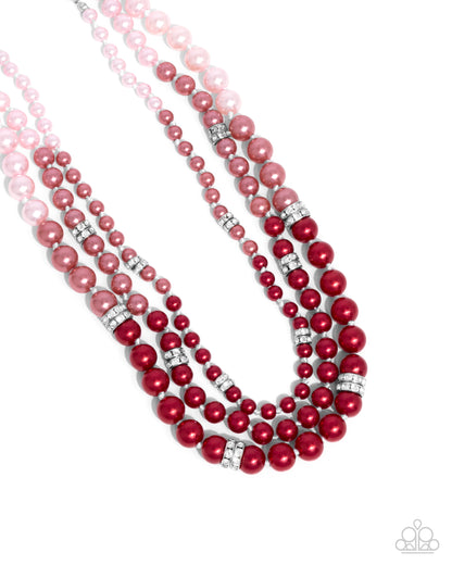 Ombré Ornament - Red Pearl Necklace - Paparazzi Accessories
