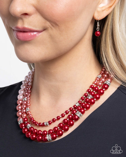Ombré Ornament - Red Pearl Necklace - Paparazzi Accessories