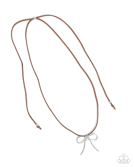 Bolo Bow - Brown Suede Necklace - Paparazzi Accessories