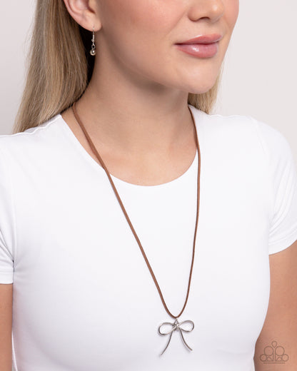 Bolo Bow - Brown Suede Necklace - Paparazzi Accessories