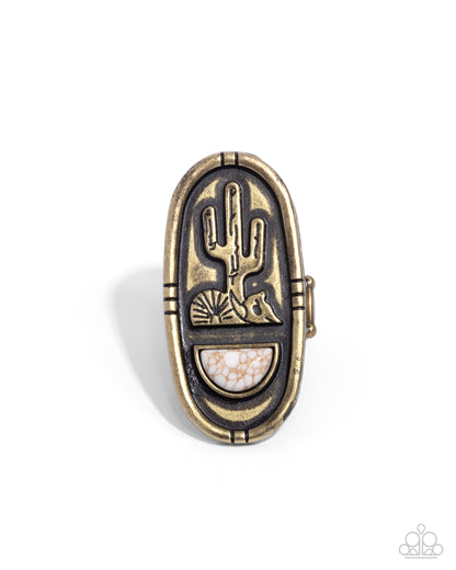 Southwestern Sketch - Brass Desert-inspired Ring - Paparazzi Accessories