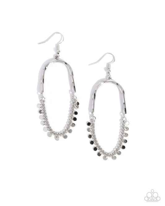 Forever Fringe - Silver Swinging Discs Fishhook Earrings - Paparazzi Accessories