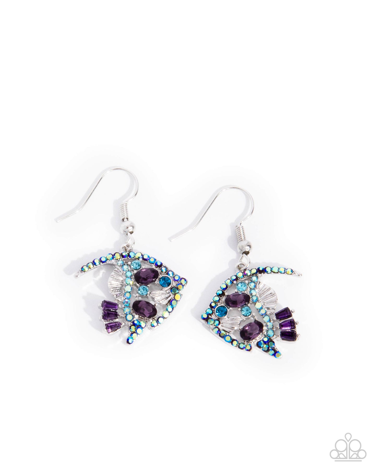 Fancy Free Fish - Purple Rhinestone Fishhook Earrings - Paparazzi Accessories