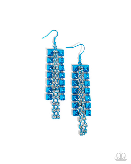 Forceful Fringe - Blue Dipped Fishhook Earrings - Paparazzi Accessories