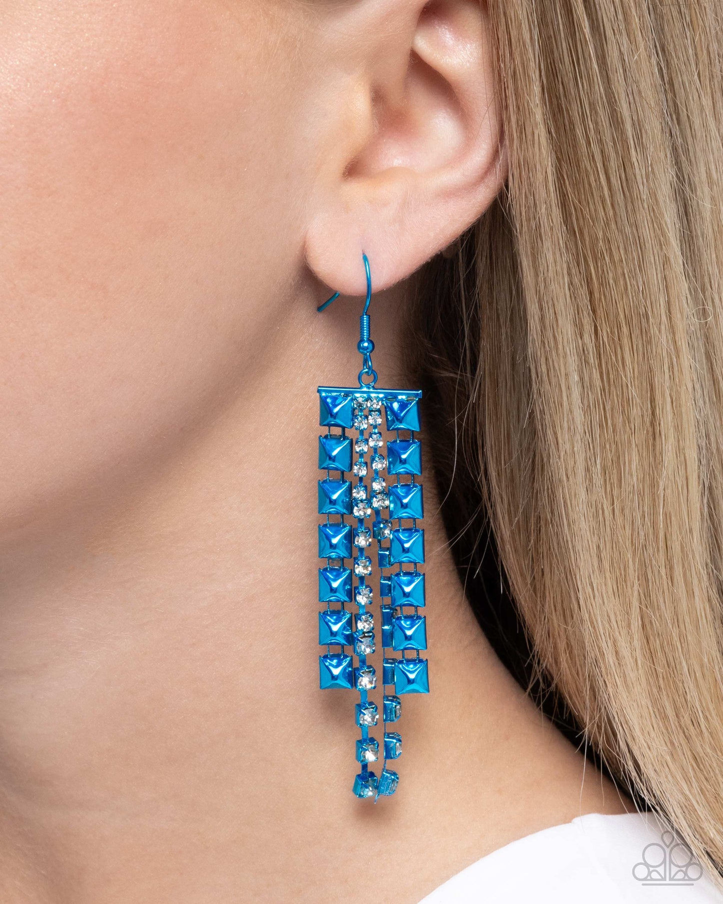 Forceful Fringe - Blue Dipped Fishhook Earrings - Paparazzi Accessories