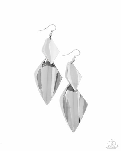 Skillfully Sheared - Silver Reflective Fishhook Earrings - Paparazzi Accessories