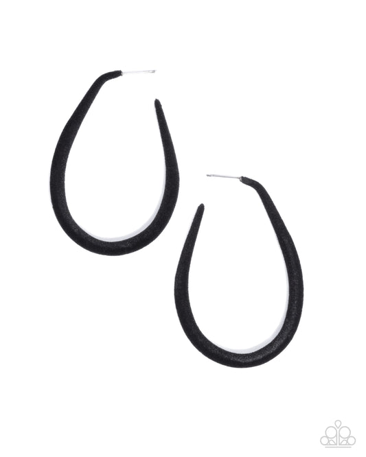 The Right Angle - Black Velvet Teardrop Hoop Earrings - Paparazzi Accessories