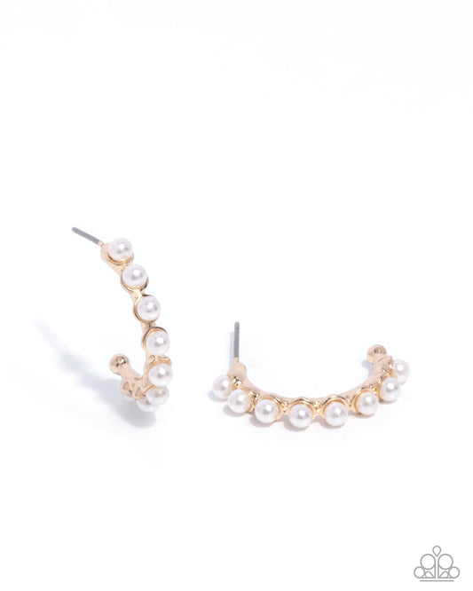 Pearly Passage - Gold Hoop Earrings - Paparazzi Accessories