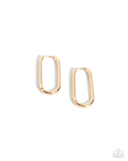 Paramount Paperclips - Gold Hinge Hoop Earrings - Paparazzi Accessories