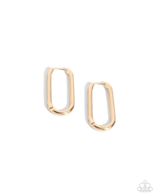 Paramount Paperclips - Gold Hinge Hoop Earrings - Paparazzi Accessories
