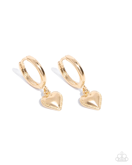 Emotive Elegance - Gold Heart Hinge Hoop Earrings - Paparazzi Accessories
