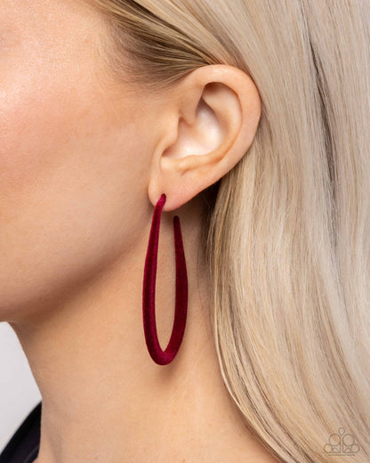 The Right Angle - Red Teardrop Hoop Earrings - Paparazzi Accessories