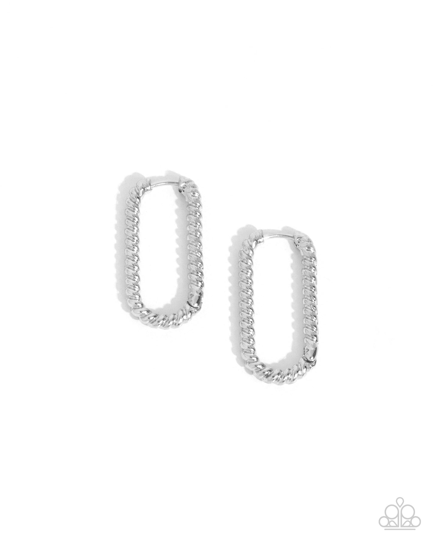 Meandering Moment - Silver Hinge Hoop Earrings - Paparazzi Accessories