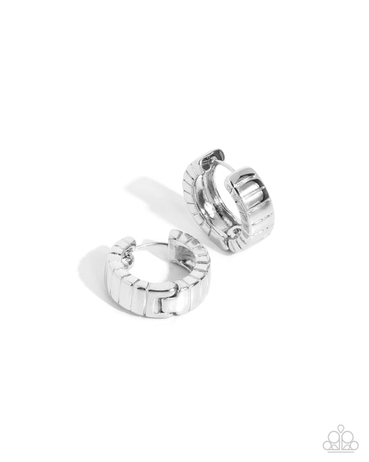BOLD Up! - Silver Hinge Hoop Earrings - Paparazzi Accessories