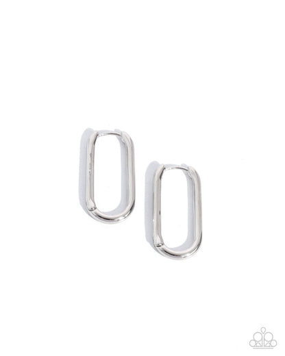 Paramount Paperclips - Silver Hinge Hoop Earrings - Paparazzi Accessories