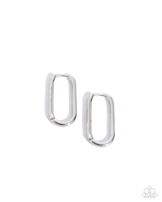 Paramount Paperclips - Silver Hinge Hoop Earrings - Paparazzi Accessories