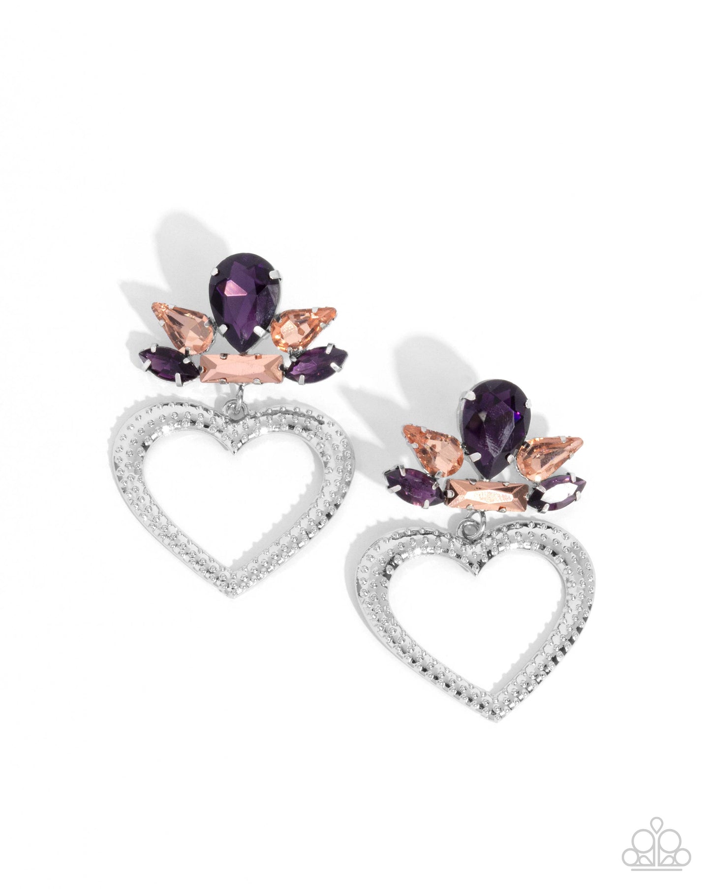 Pushing Perfection - Purple Gemstone Silver Heart Post Earrings - Paparazzi Accessories
