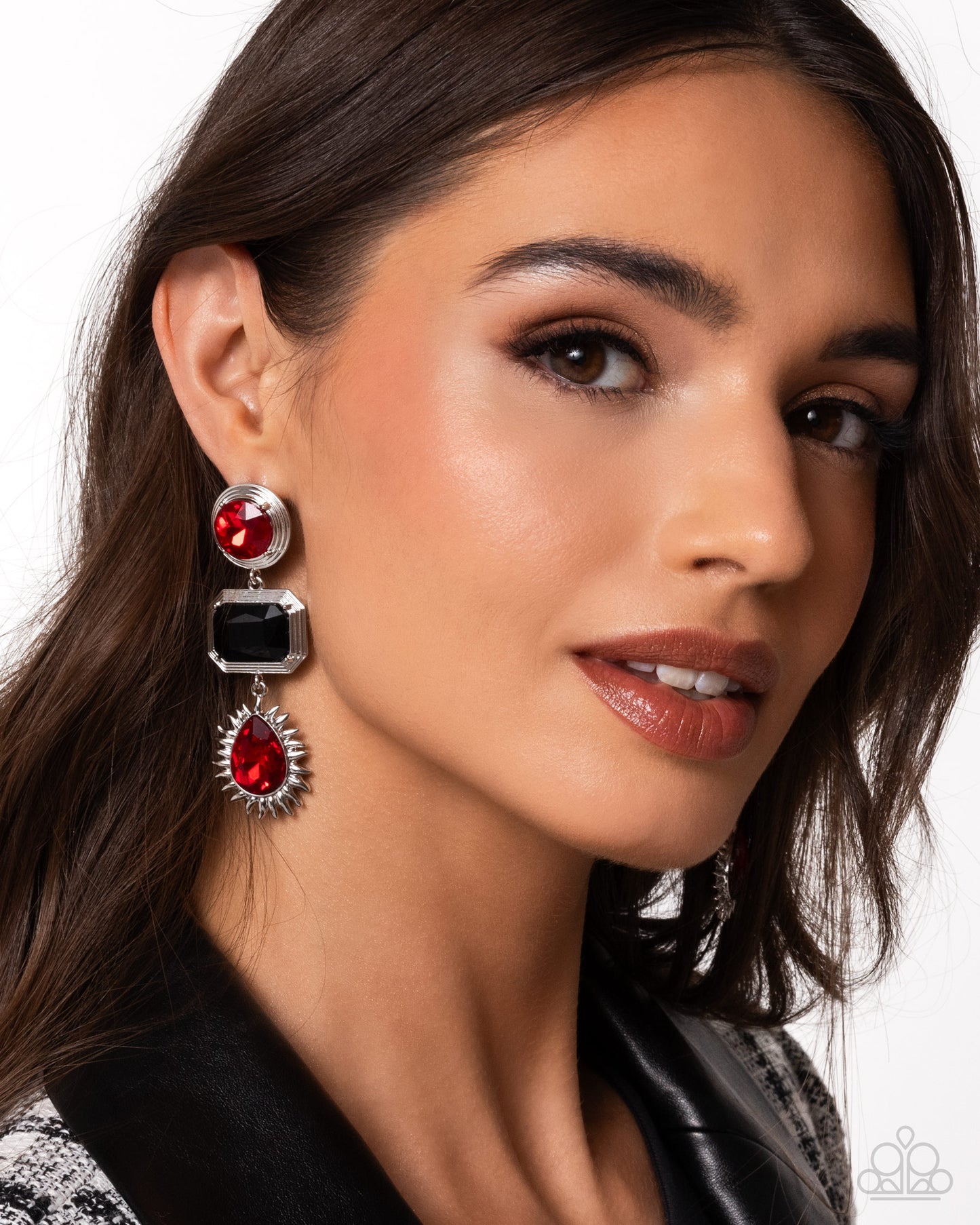 Entertaining the Thought - Red Rhinestone Post Earrings - Paparazzi Accessories