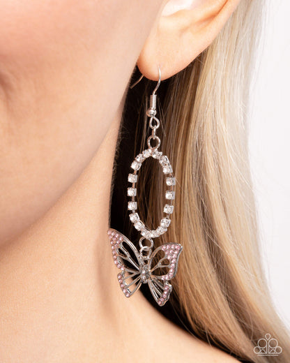 Aerial Avenue - Pink Butterfly Fishhook Earrings - Paparazzi Accessories