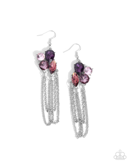Decadent Distance - Purple Gems Silver Fishhook Earrings - Paparazzi Accessories
