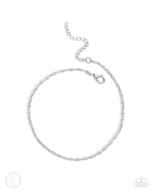 Aligned Age - Silver Clasp Anklet - Paparazzi Accessories