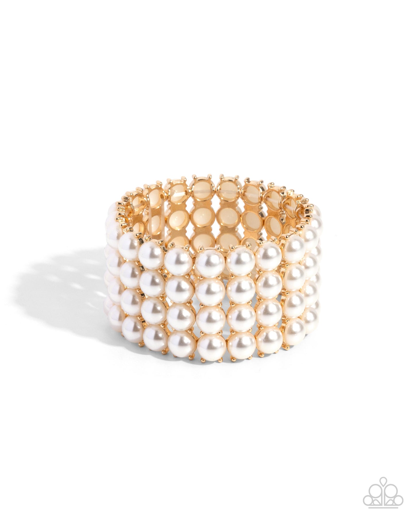 Ombré Overture - Gold White Pearl Stretchy Bracelet - Paparazzi Accessories