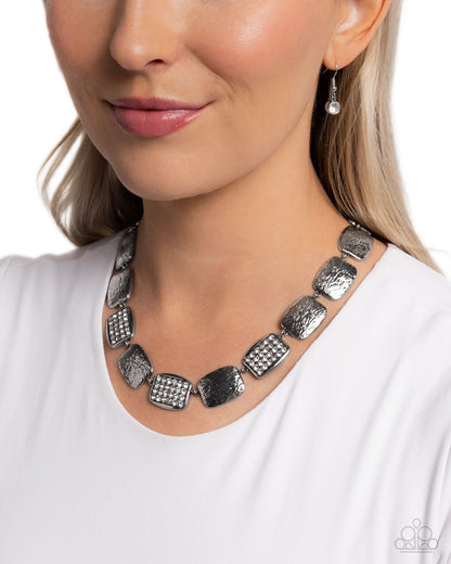 Brilliant Belonging - White Rhinestone Silver Necklace - Paparazzi Accessories