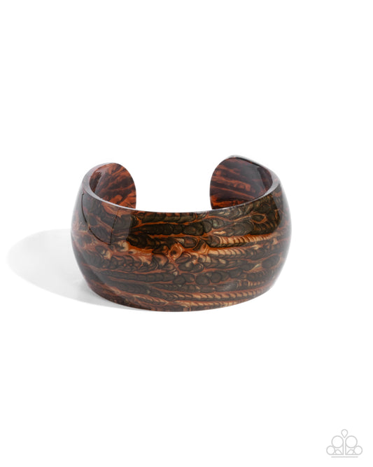 Radical Rendezvous - Brown Acrylic Cuff Bracelet - Paparazzi Accessories