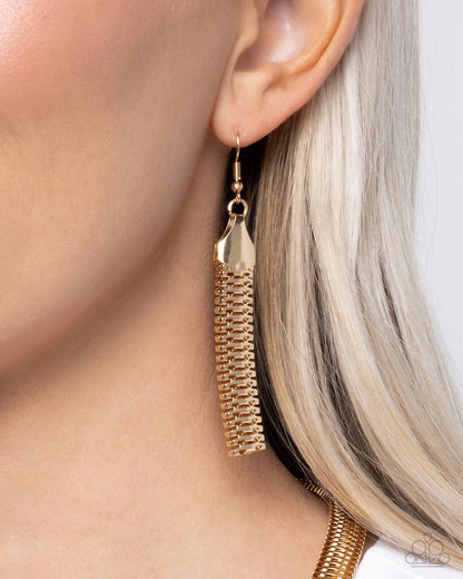 Patterned Pageantry - Blue Painted Metal Gold Chain Necklace - Paparazzi Accessories