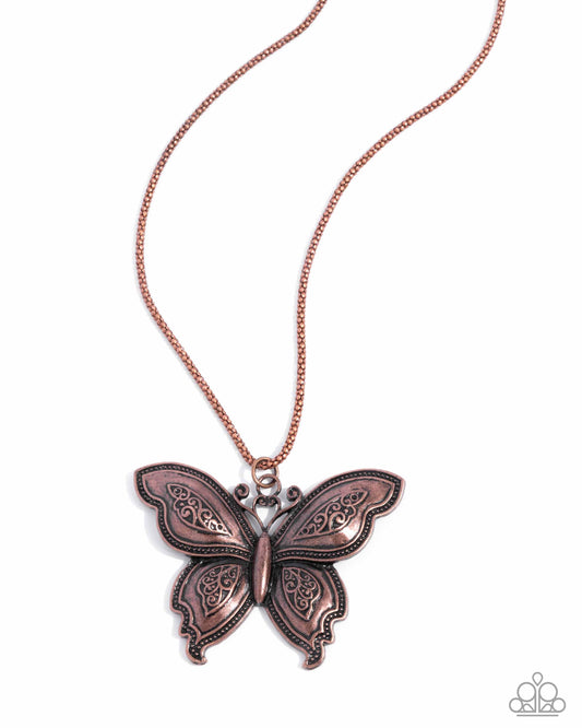 Aerial Attraction - Copper Butterfly Necklace - Paparazzi Accessories