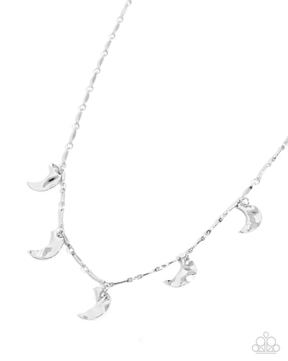 Moon Movement - Silver Crescent Moon Charm Necklace - Paparazzi Accessories
