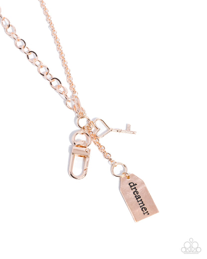 Dreamy Direction - Rose Gold Dreamer Lanyard - Paparazzi Accessories