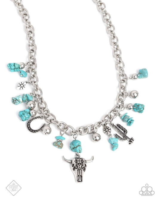 Wild West Whimsy - Blue Necklace - Paparazzi Accessories