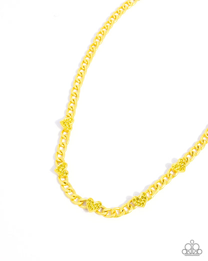 Fond Fashion - Yellow Dipped Metal Chain Necklace - Paparazzi Accessories