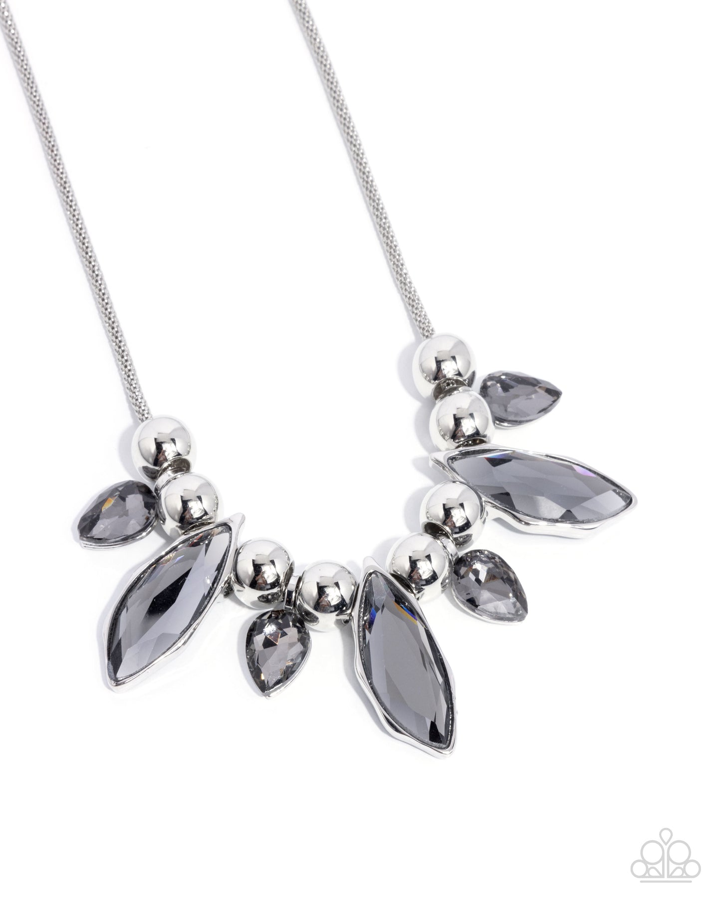 Unrivaled Edge - Silver Smoky Gem Necklace - Paparazzi Accessories