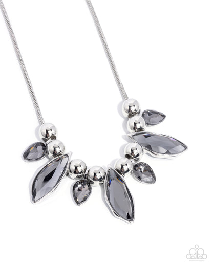 Unrivaled Edge - Silver Smoky Gem Necklace - Paparazzi Accessories