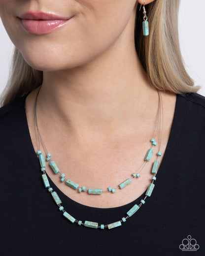Earthy Extrovert - Blue Crackle Stone Necklace - Paparazzi Accessories