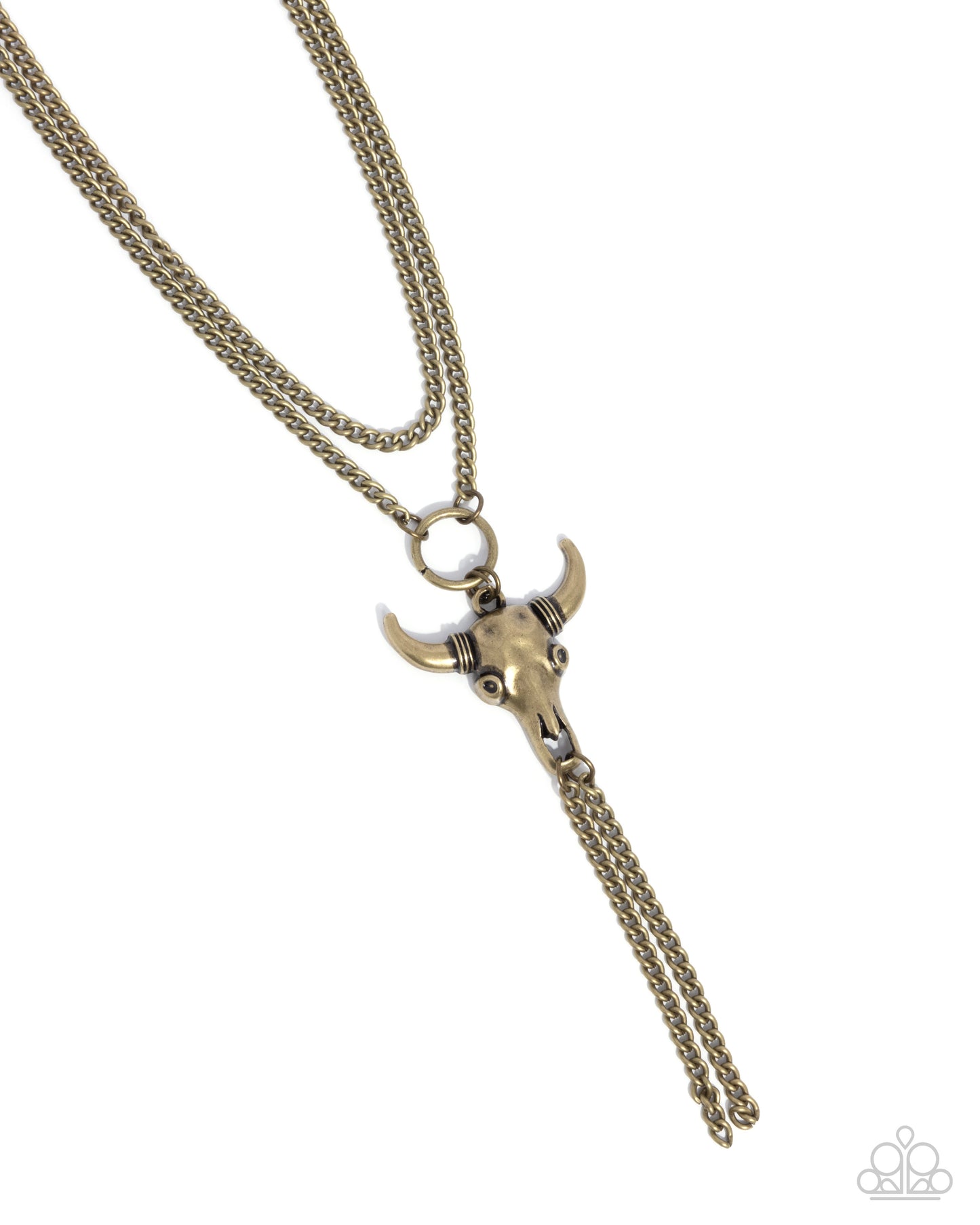 Layered Longhorn - Brass Skull Necklace - Paparazzi Accessories - Paparazzi Accessories