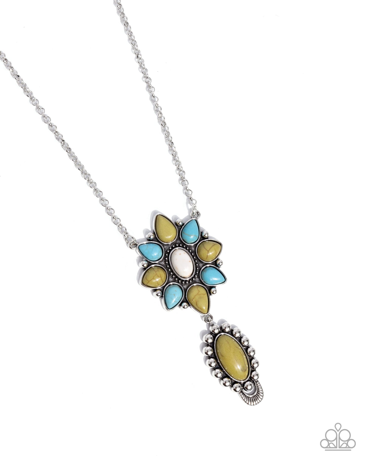 Force of Habit - Multi Stone "Flower" Necklace - Paparazzi Accessories