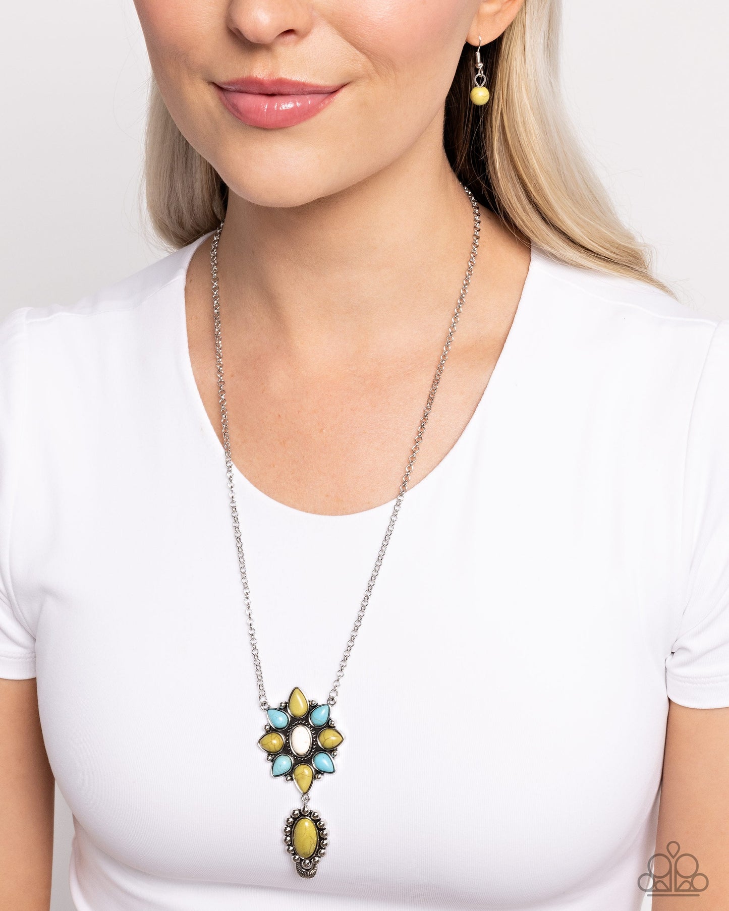 Force of Habit - Multi Stone "Flower" Necklace - Paparazzi Accessories