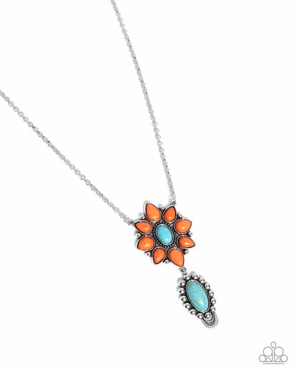 Force of Habit - Orange Stone "Flower" Necklace - Paparazzi Accessories