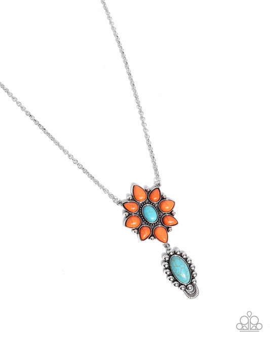 Force of Habit - Orange Stone "Flower" Necklace - Paparazzi Accessories