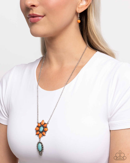 Force of Habit - Orange Stone "Flower" Necklace - Paparazzi Accessories