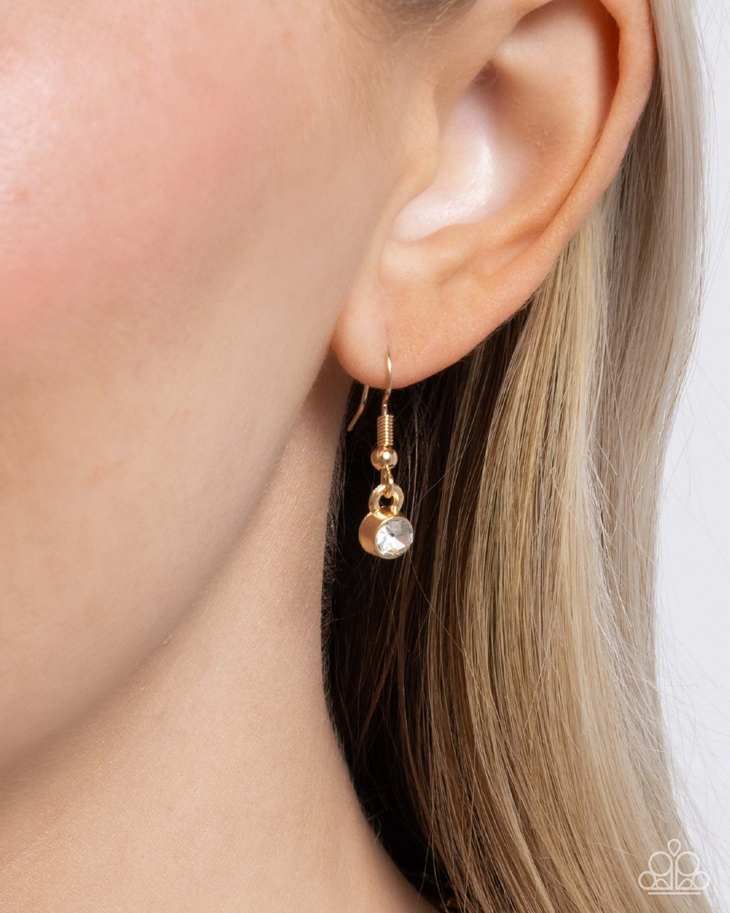 Officially Opulent - Gold & White Rhinestone Necklace - Paparazzi Accessories