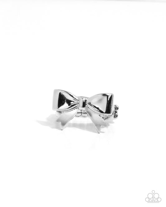 Becoming Brilliant - Silver Bow Ring - Paparazzi Accessories