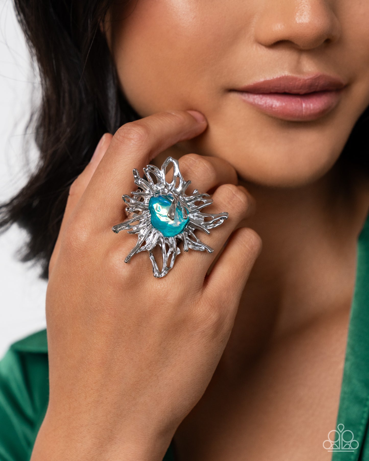 Artistic Movement - Blue UV Sunburst Ring - Paparazzi Accessories