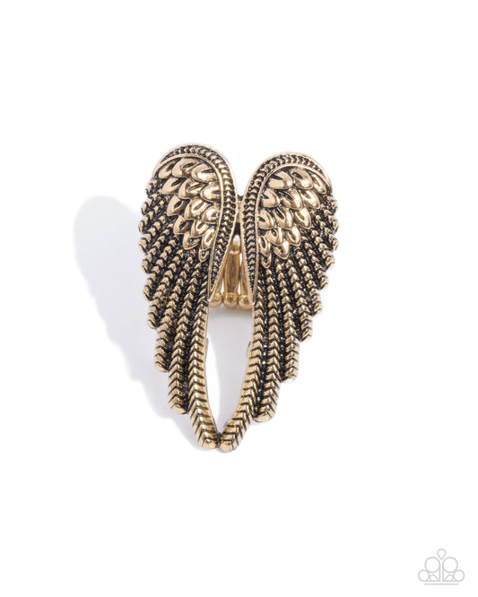Angelic Actress - Gold Angel Wings Ring - Paparazzi Accessories