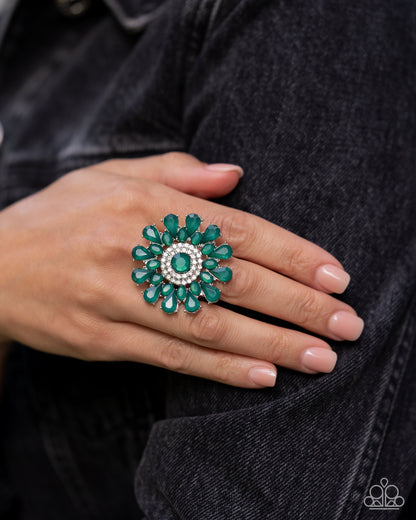 Steady Shimmer - Green Aventurine Petals Flower Ring - Convention Exclusive 2024 - Paparazzi Accessories